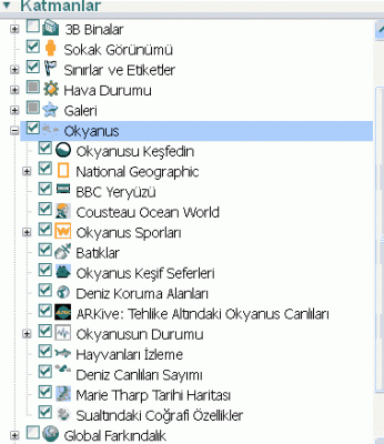 Google earth yeni okyanus katmanları